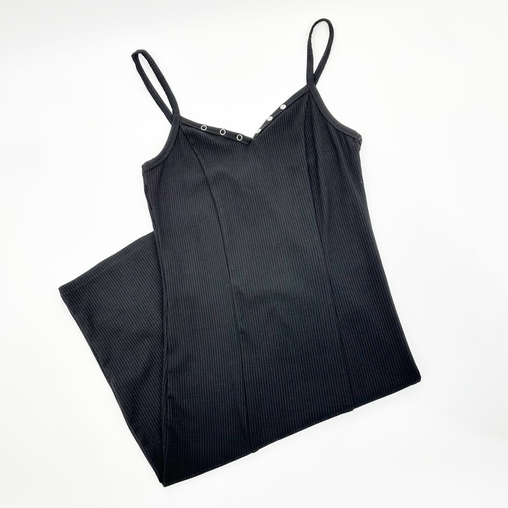 Love Tree Black Slip Dress Ribbed Knit V Neck Spaghetti Strap Size Medium